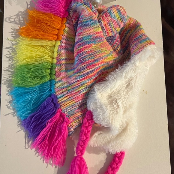 Capelli Faux Fur Rainbow Unicorn Hat NEW - Picture 2 of 10